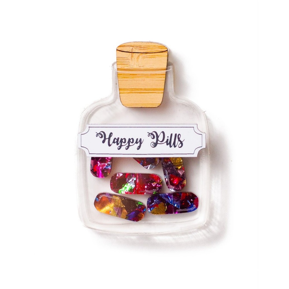 BNWT Quirky retro Brooch Happy Pills